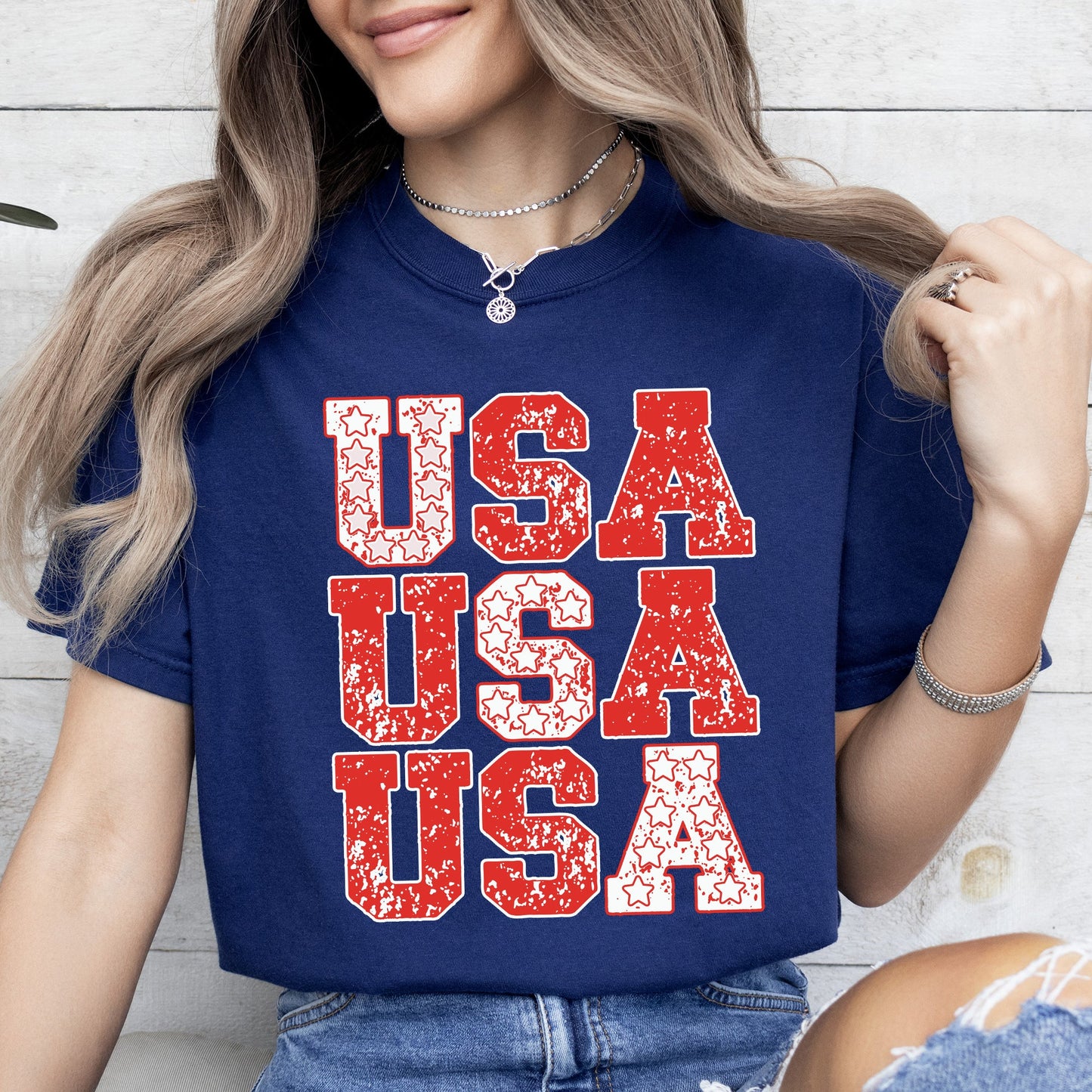 USA, Retro Patriotic, America, Stars, Red, 4th of July Tshirt Comfort Colors T-Shirt