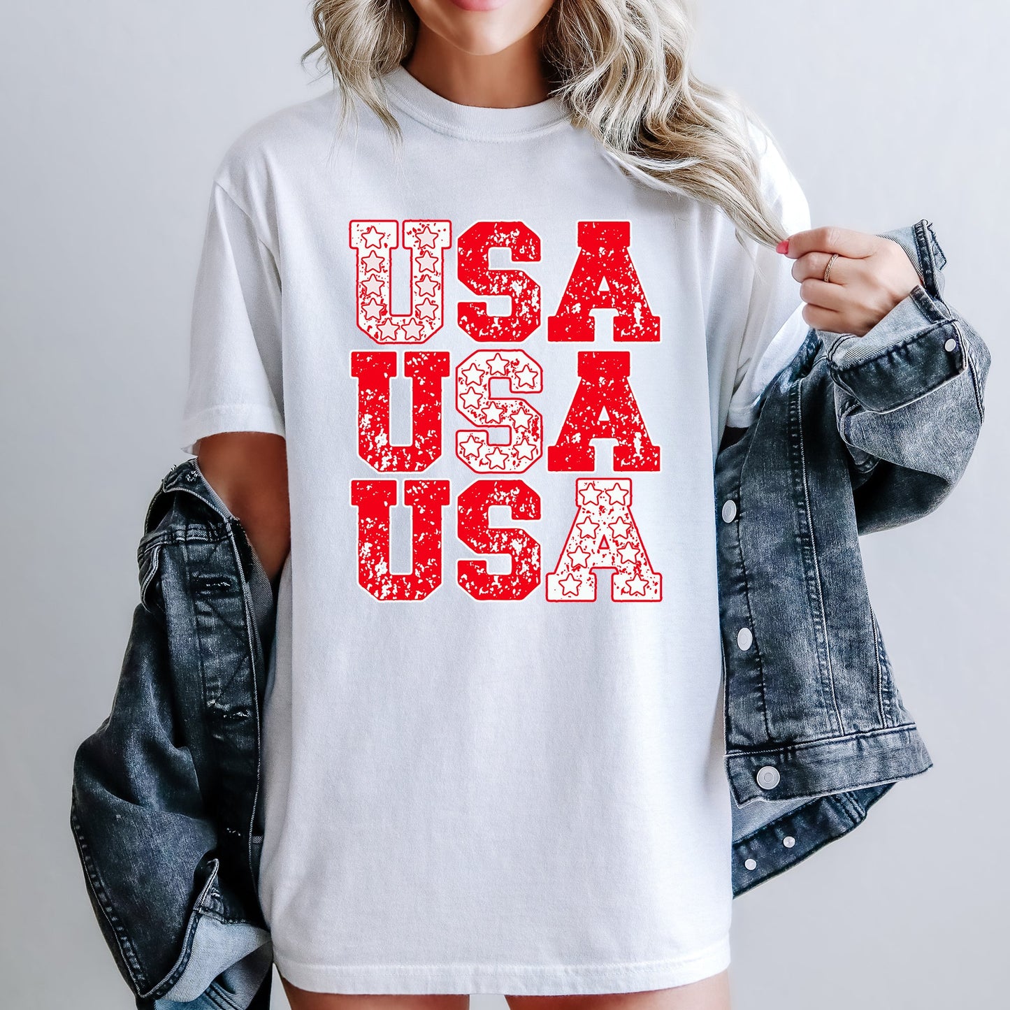 USA, Retro Patriotic, America, Stars, Red, 4th of July Tshirt Comfort Colors T-Shirt