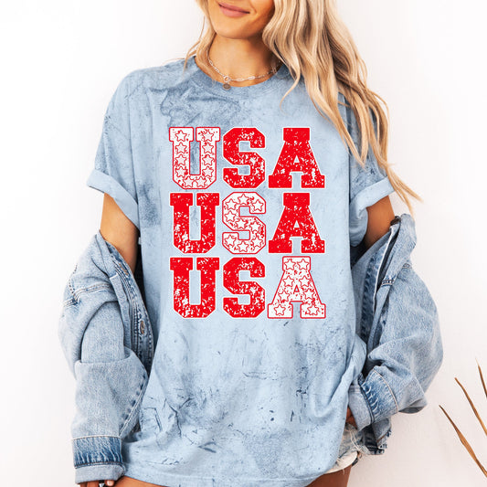 USA, Retro Patriotic, America, Stars, Red, 4th of July, Color Blast Tshirt Comfort Colors T-Shirt