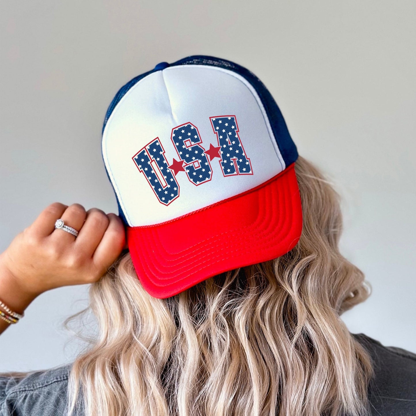 USA, Stars, Bright, Patriotic, Snapback Trucker Hat