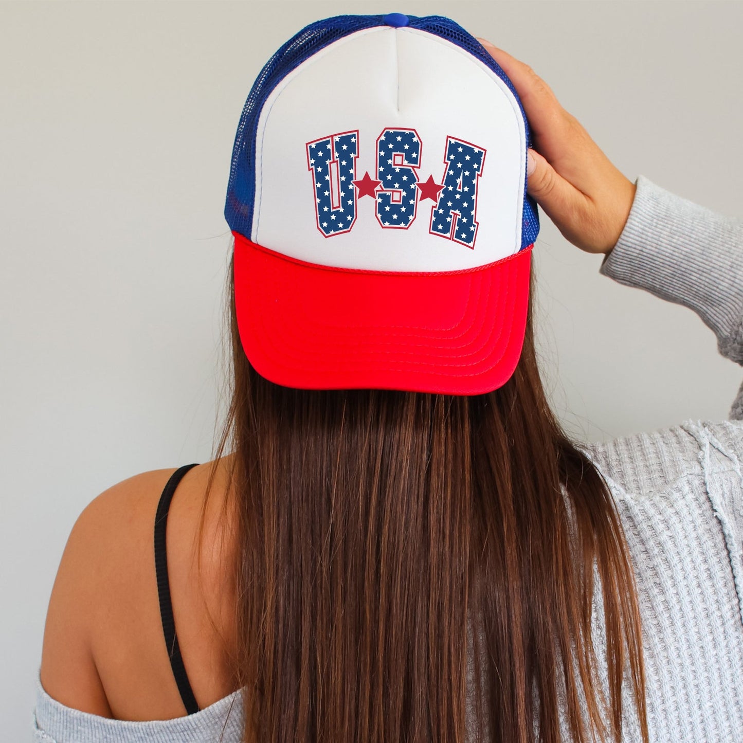 USA, Stars, Bright, Patriotic, Snapback Trucker Hat