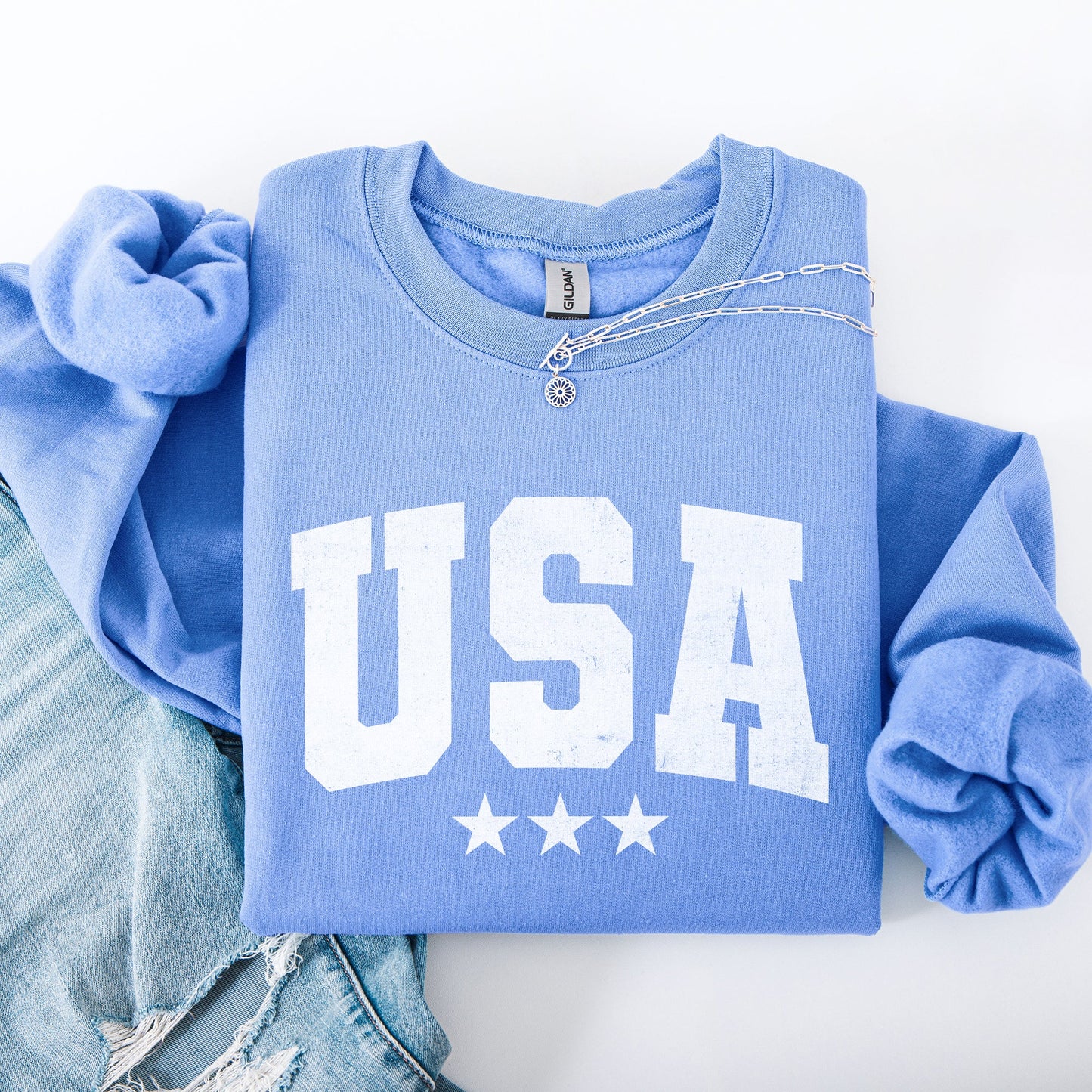 USA, Stars, Retro, Patriotic, America, 4th of July Sweatshirt