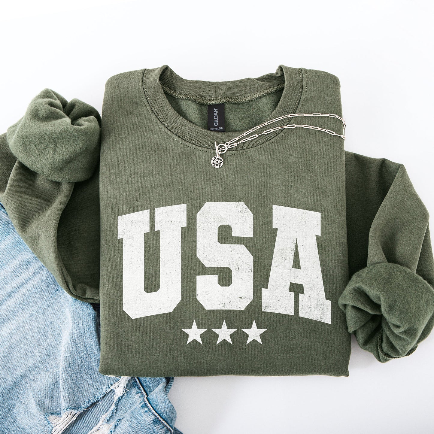 USA, Stars, Retro, Patriotic, America, 4th of July Sweatshirt