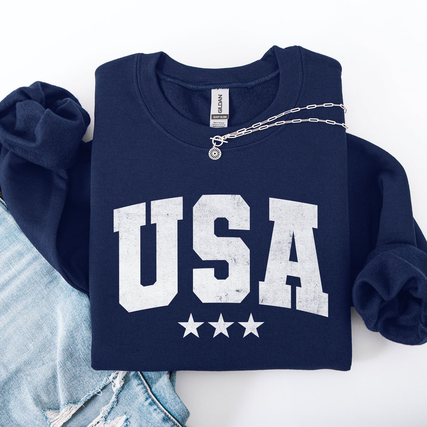 USA, Stars, Retro, Patriotic, America, 4th of July Sweatshirt