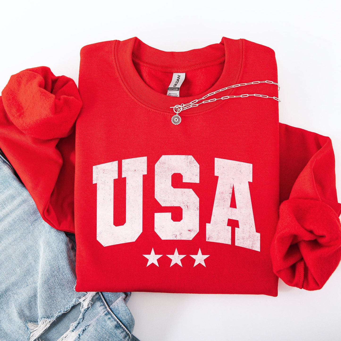 USA, Stars, Retro, Patriotic, America, 4th of July Sweatshirt