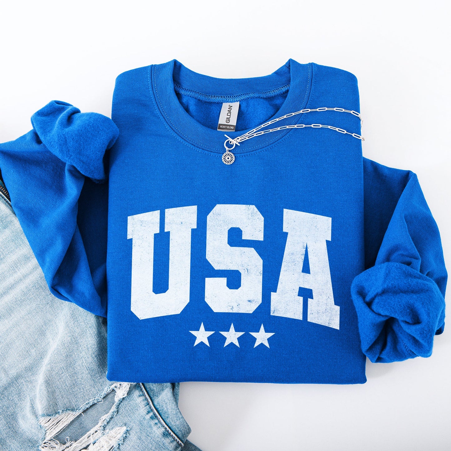 USA, Stars, Retro, Patriotic, America, 4th of July Sweatshirt