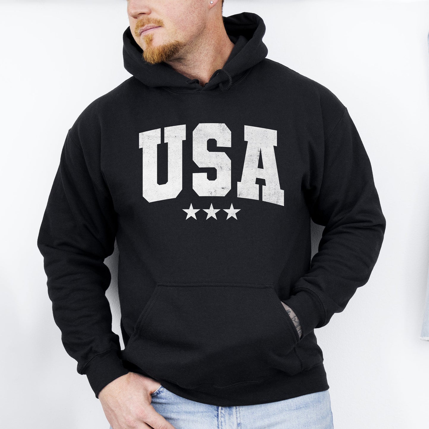 USA, Stars, Retro, Patriotic, America, 4th of July Hoodie, Hooded Sweatshirt