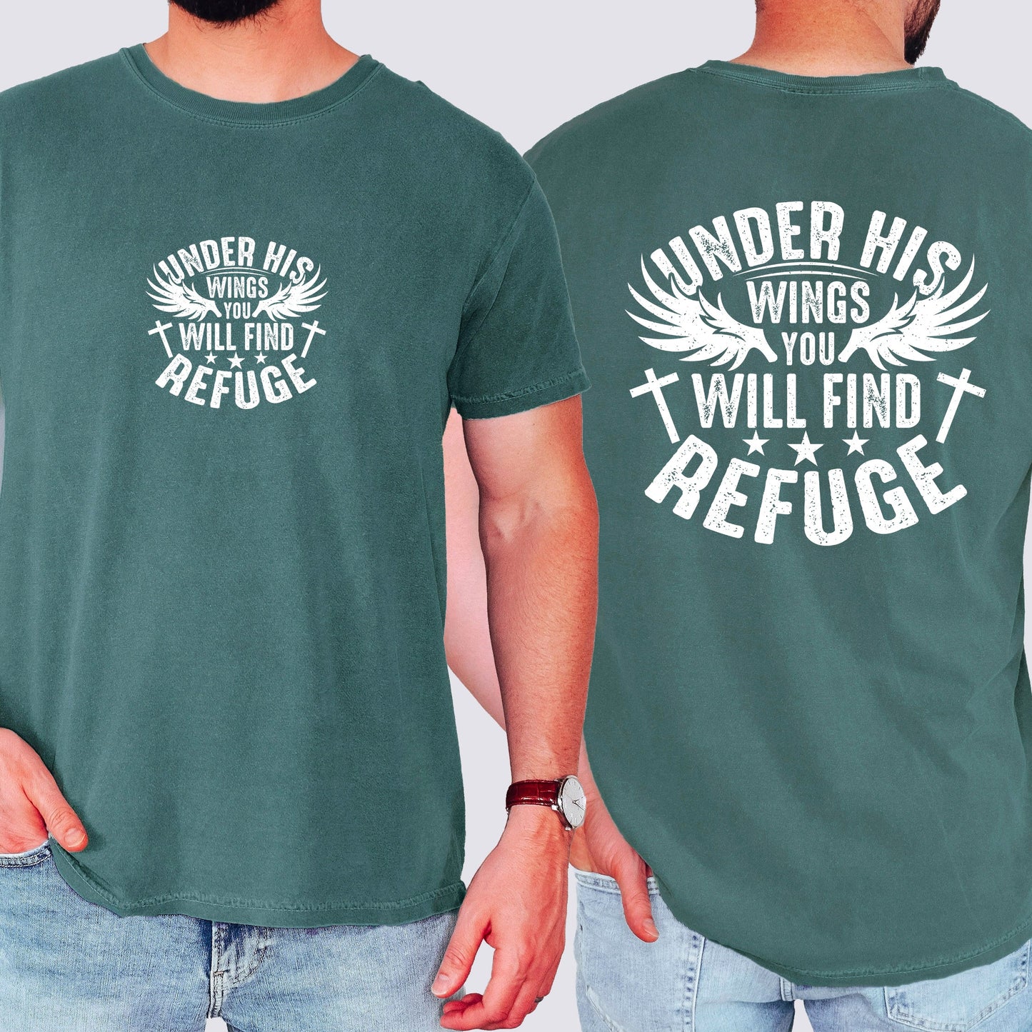 Under His Wings You Will Find Refuge, Christian, Jesus, Gospel, Religious Tshirt Comfort Colors T-Shirt