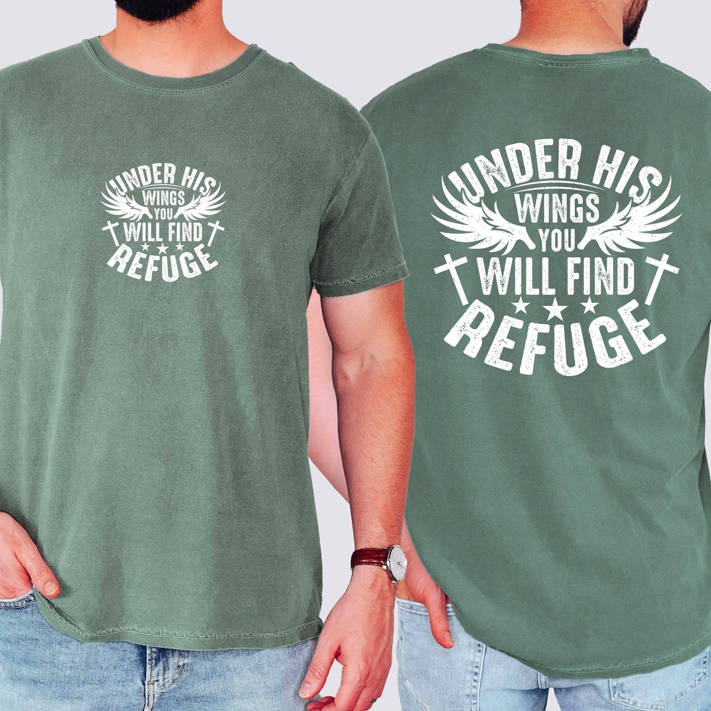 Under His Wings You Will Find Refuge, Christian, Jesus, Gospel, Religious Tshirt Comfort Colors T-Shirt