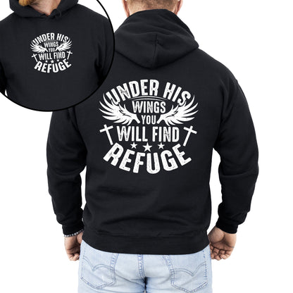 Under His Wings You Will Find Refuge, Christian, Jesus, Gospel, Religious Hoodie, Hooded Sweatshirt