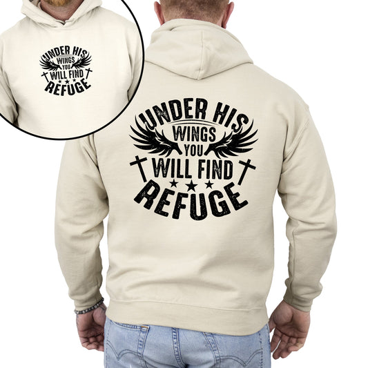 Under His Wings You Will Find Refuge, Christian, Jesus, Gospel, Religious Hoodie, Hooded Sweatshirt