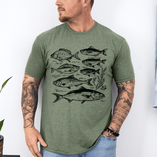 Vintage Fish, Retro Print, Classic, Fishing, Soft Style T-Shirt