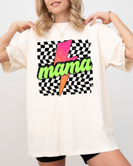 Vintage Mama, Checkered, Lightening Bolt, Colorful, Mother, Mom, Retro Shirt Comfort Colors T-Shirt