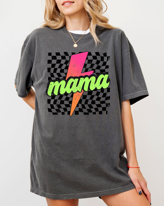 Vintage Mama, Checkered, Lightening Bolt, Colorful, Mother, Mom, Retro Shirt Comfort Colors T-Shirt