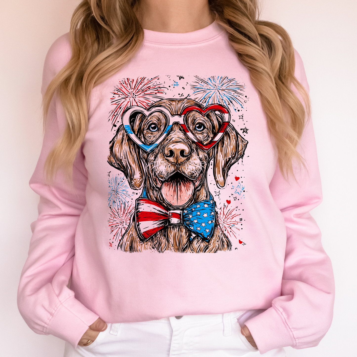Vizsla Patriotic Dog, USA, America, Pet Lover, 4th of July Sweatshirt