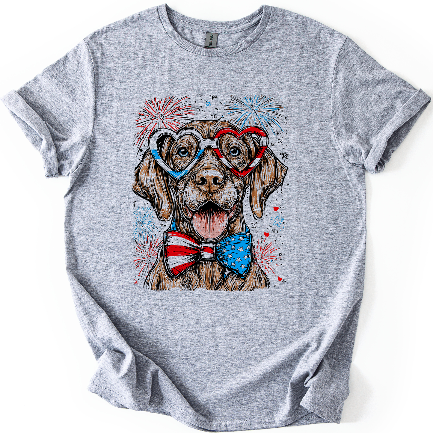 Vizsla Patriotic Dog, USA, America, Pet Lover, 4th of July, Soft Style T-Shirt
