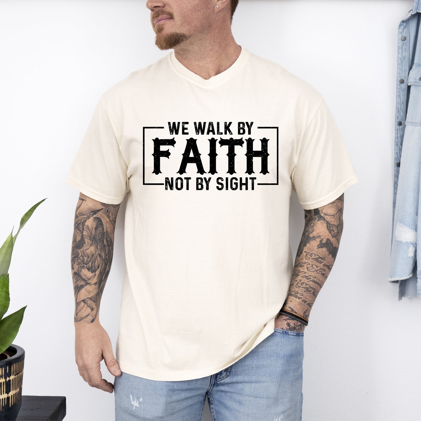 We Walk By Faith, Not By Sight, Christian, Jesus, Gospel, Religious Tshirt Comfort Colors T-Shirt