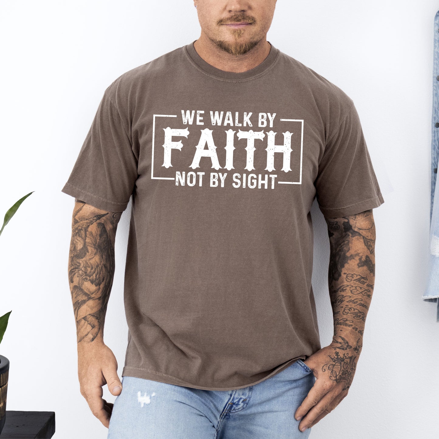 We Walk By Faith, Not By Sight, Christian, Jesus, Gospel, Religious Tshirt Comfort Colors T-Shirt