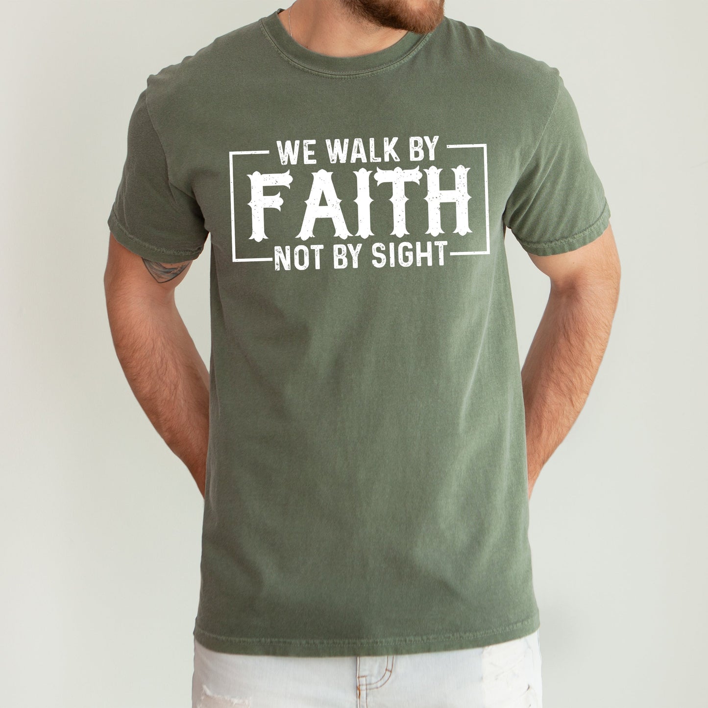 We Walk By Faith, Not By Sight, Christian, Jesus, Gospel, Religious Tshirt Comfort Colors T-Shirt