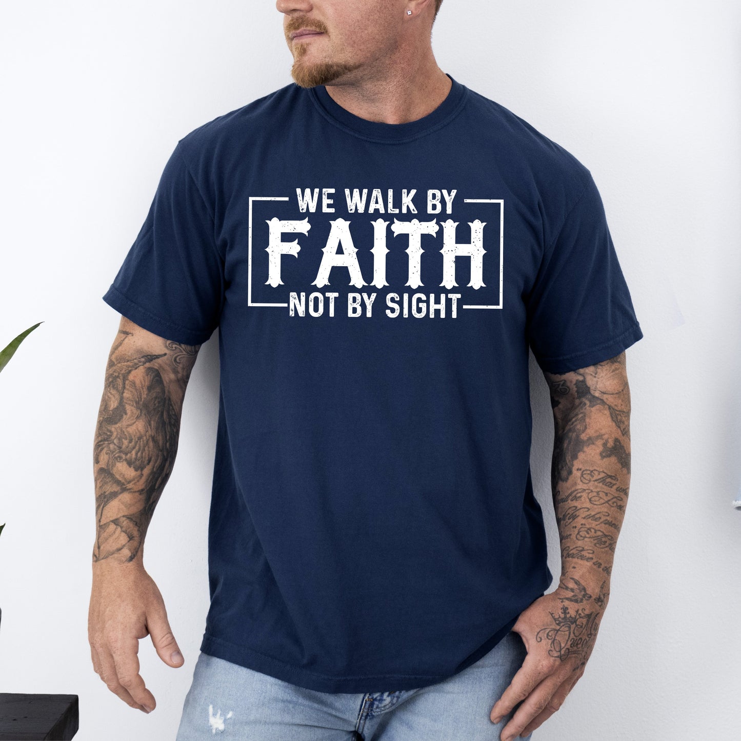 We Walk By Faith, Not By Sight, Christian, Jesus, Gospel, Religious Tshirt Comfort Colors T-Shirt