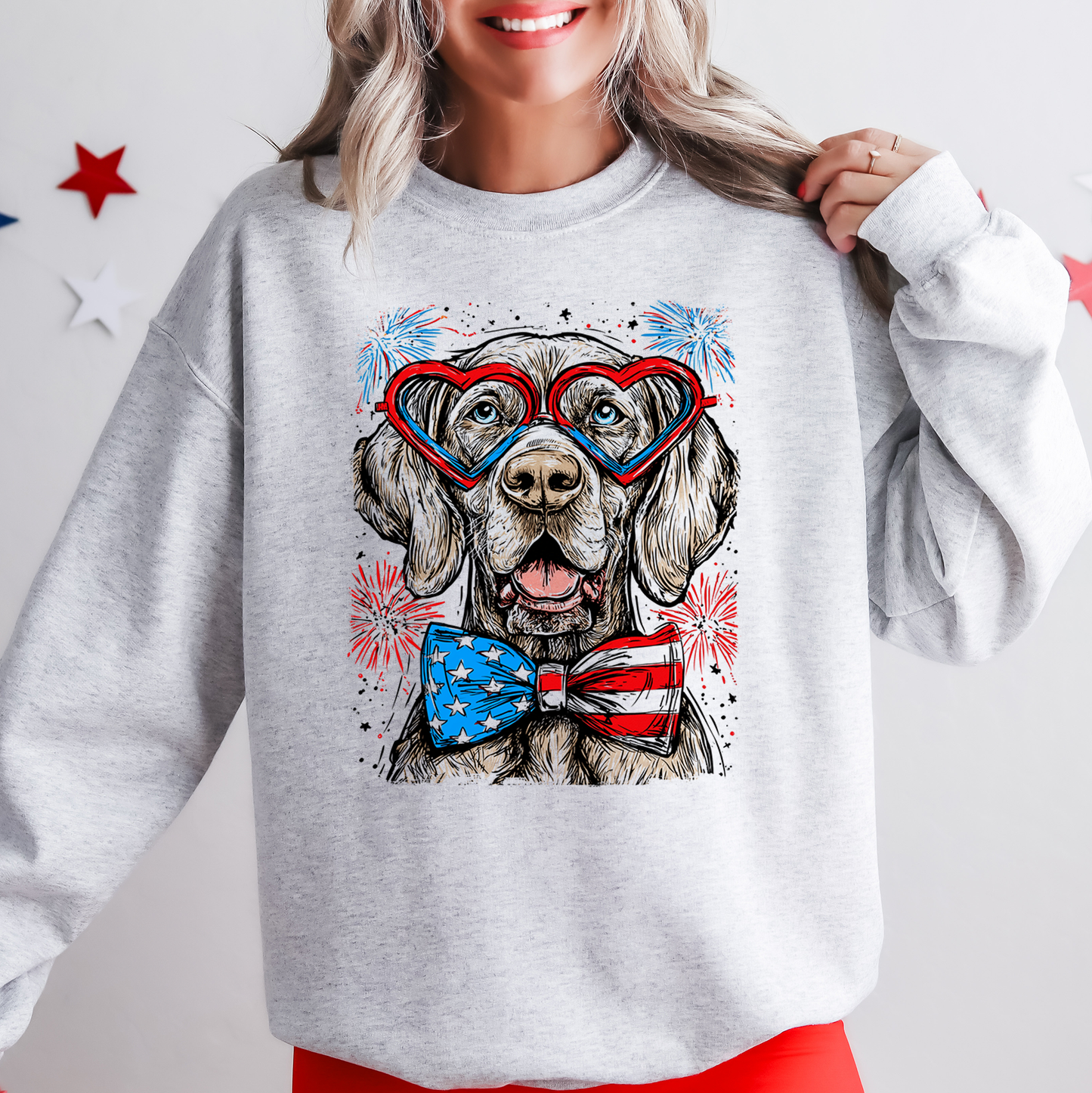 Weimaraner Patriotic Dog, USA, America, Pet Lover, 4th of July Sweatshirt