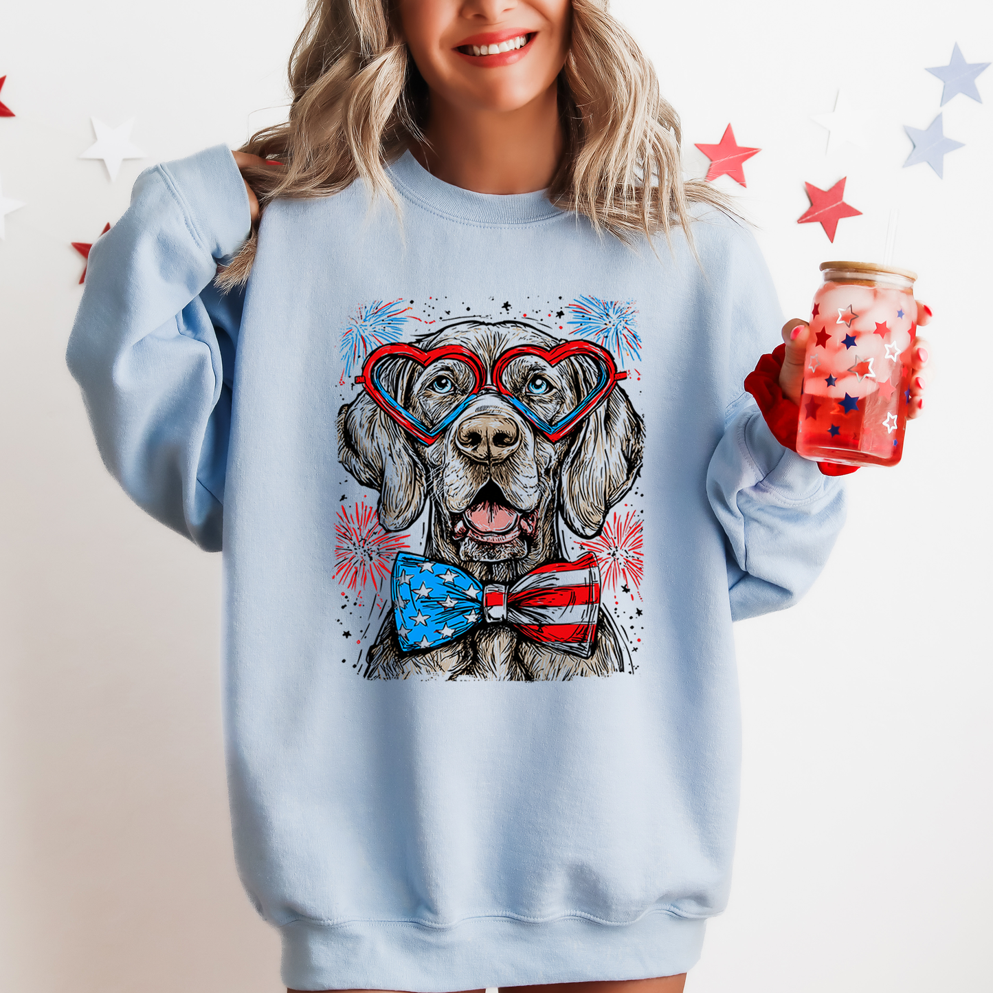 Weimaraner Patriotic Dog, USA, America, Pet Lover, 4th of July Sweatshirt