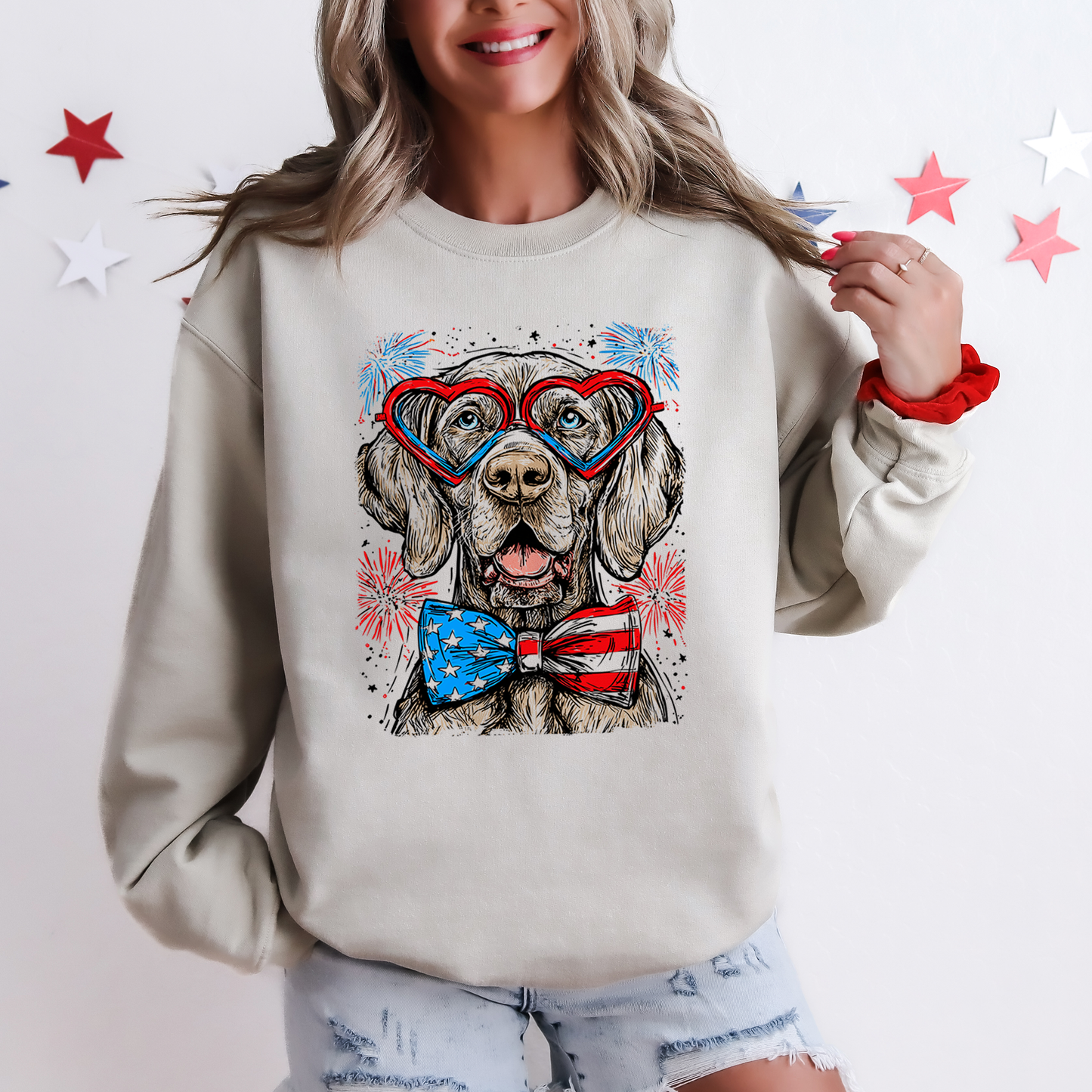 Weimaraner Patriotic Dog, USA, America, Pet Lover, 4th of July Sweatshirt