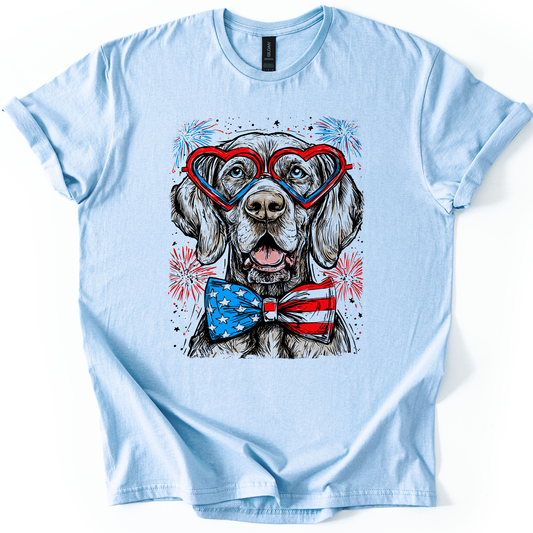 Weimaraner Patriotic Dog, USA, America, Pet Lover, 4th of July, Soft Style T-Shirt