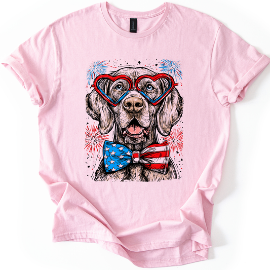 Weimaraner Patriotic Dog, USA, America, Pet Lover, 4th of July, Soft Style T-Shirt