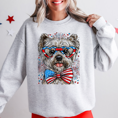 Westie, West Highland White Terrier Patriotic Dog, USA, America, Pet Lover, 4th of July Sweatshirt