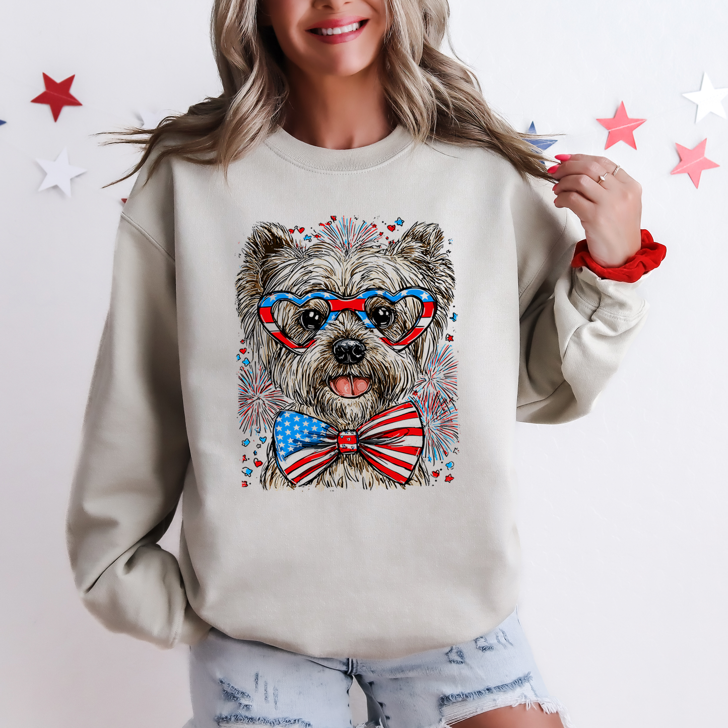 Westie, West Highland White Terrier Patriotic Dog, USA, America, Pet Lover, 4th of July Sweatshirt