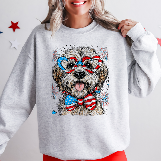 Wheaten Terrier Patriotic Dog, USA, America, Pet Lover, 4th of July Sweatshirt