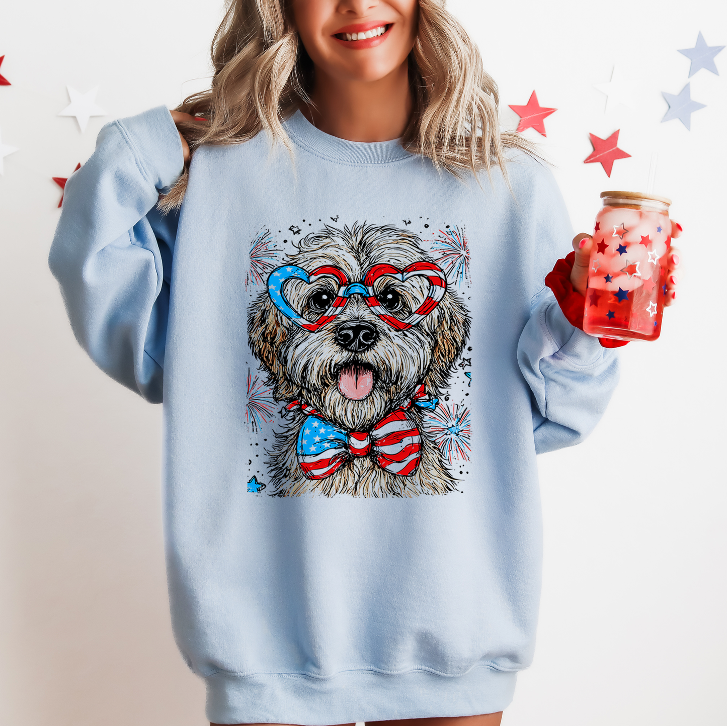 Wheaten Terrier Patriotic Dog, USA, America, Pet Lover, 4th of July Sweatshirt