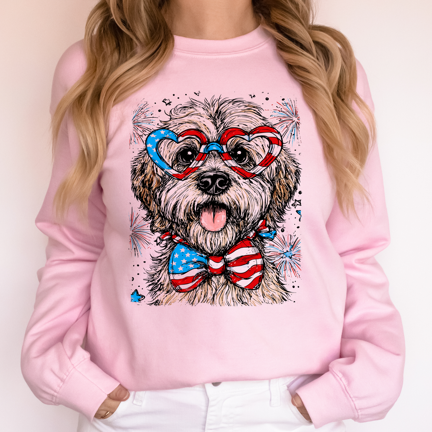 Wheaten Terrier Patriotic Dog, USA, America, Pet Lover, 4th of July Sweatshirt