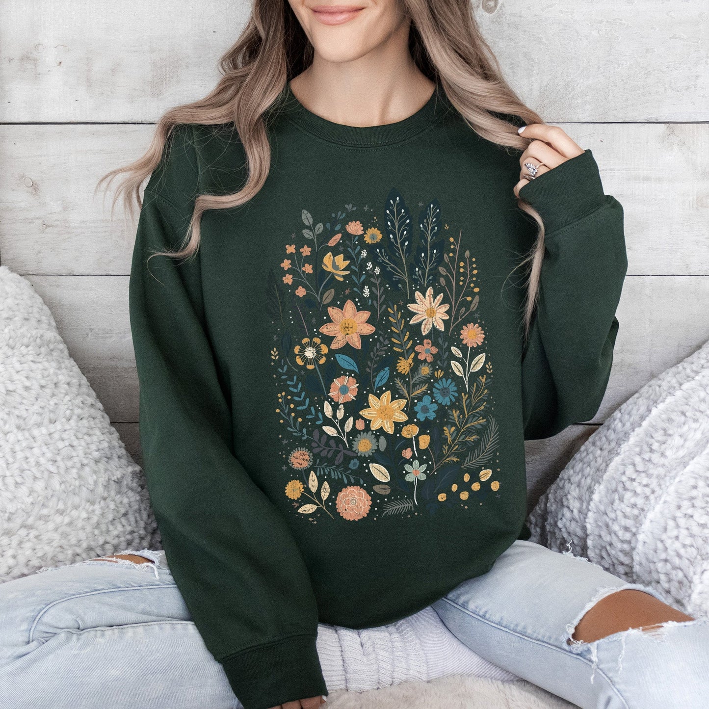 Whimsical Garden Floral Design Sweatshirt