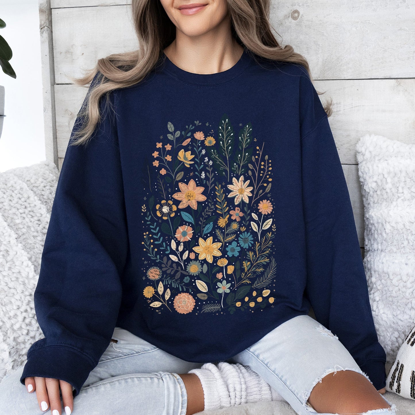 Whimsical Garden Floral Design Sweatshirt