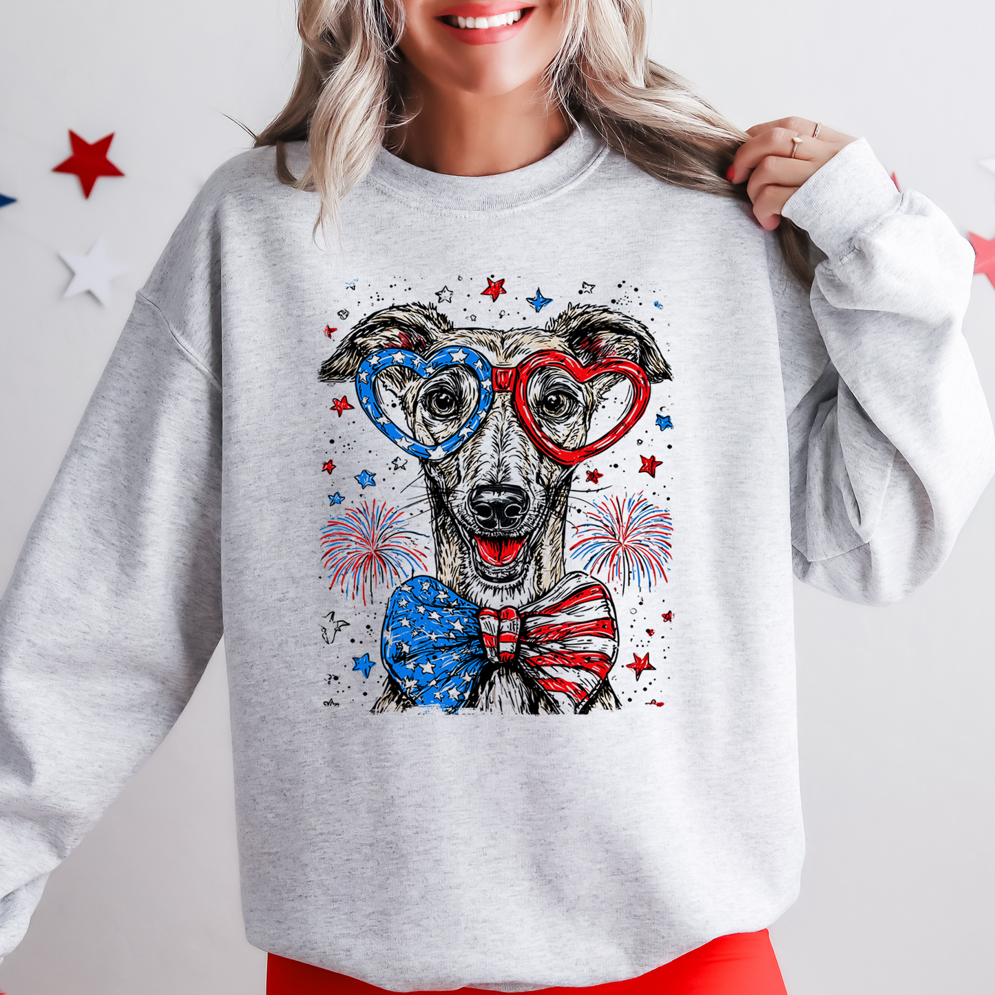 Whippet Patriotic Dog, USA, America, Pet Lover, 4th of July Sweatshirt
