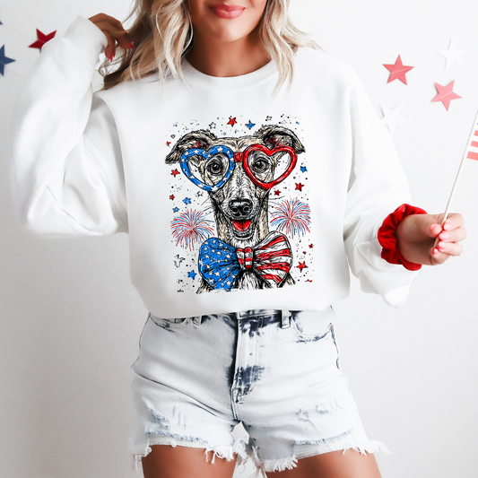 Whippet Patriotic Dog, USA, America, Pet Lover, 4th of July Sweatshirt