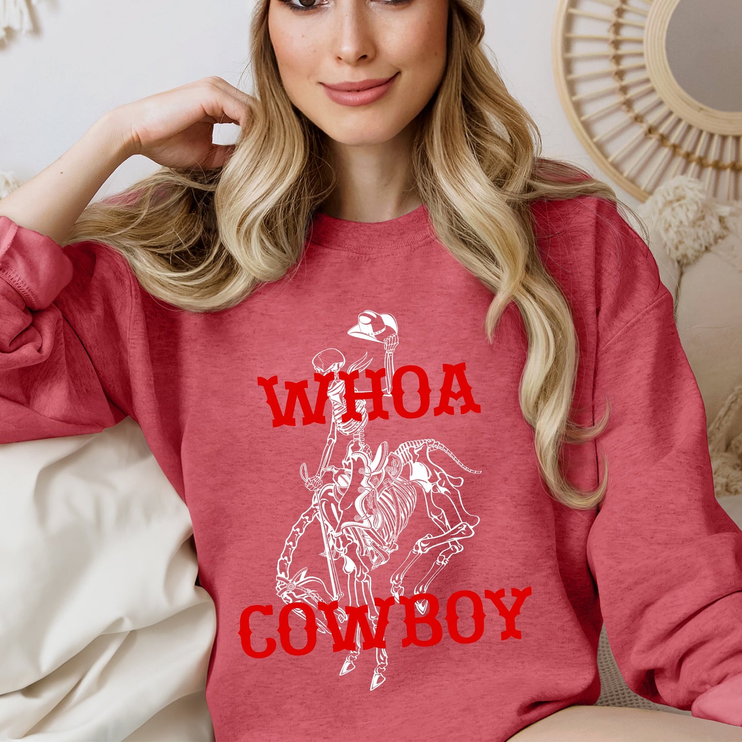 Whoa Cowboy, Skeleton, Horse, Western Sweatshirt