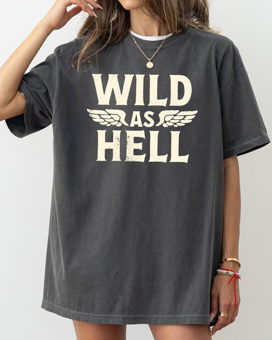Wild As Hell, Motorcycle, Trendy, Vintage, Retro, Biker Tshirt Comfort Colors T-Shirt