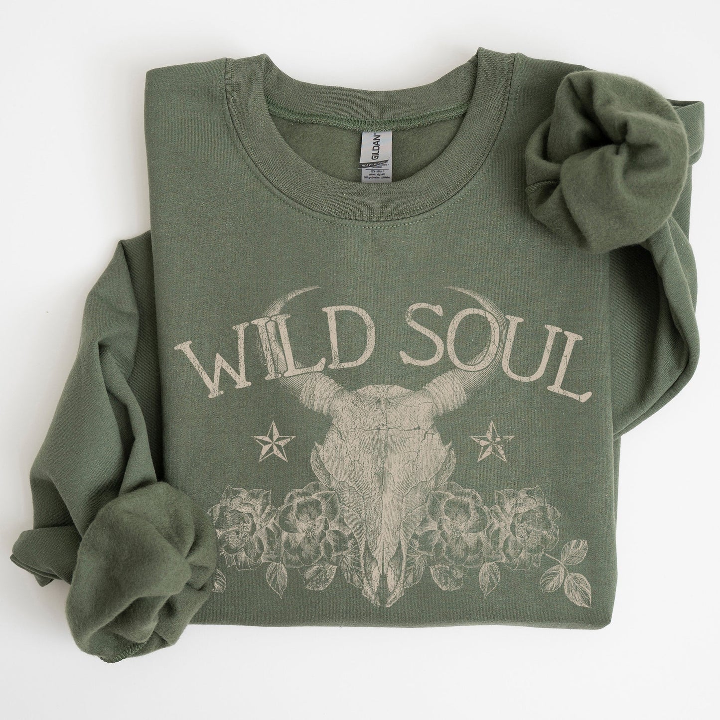 Wild Soul, Cow Skull, Western, Desert Sweatshirt