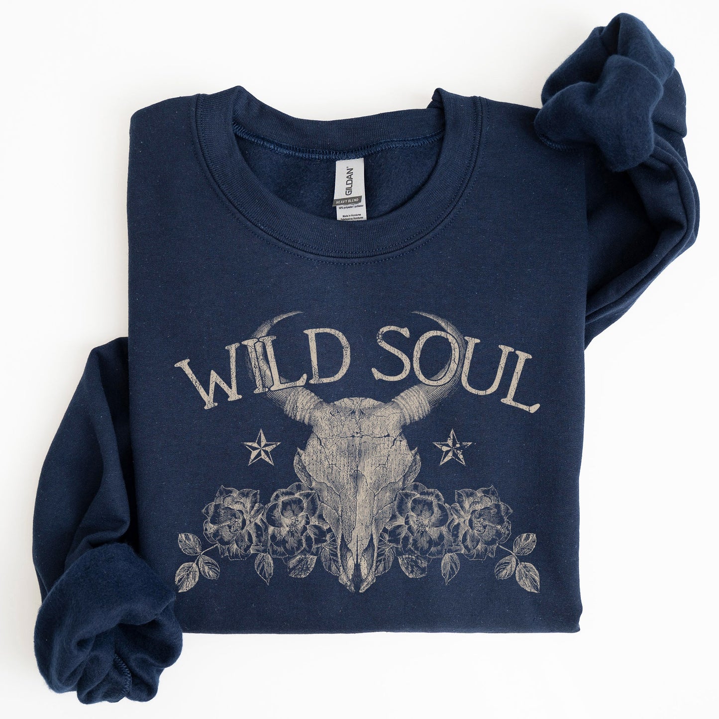 Wild Soul, Cow Skull, Western, Desert Sweatshirt