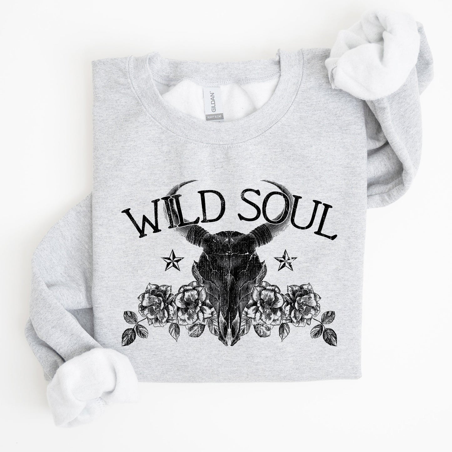 Wild Soul, Cow Skull, Western, Desert Sweatshirt