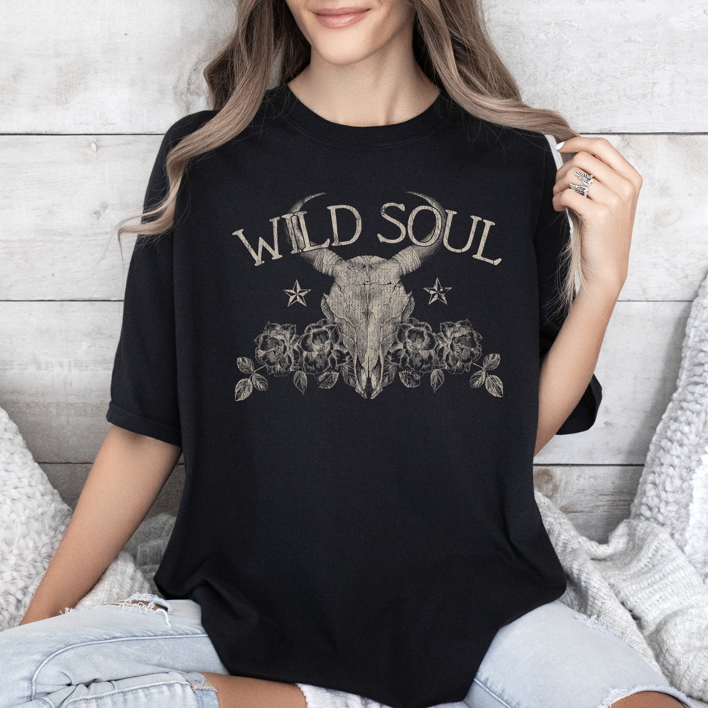 Wild Soul, Cowboy, Skull, Roses, Country, Cowgirl, Tshirt Comfort Colors T-Shirt