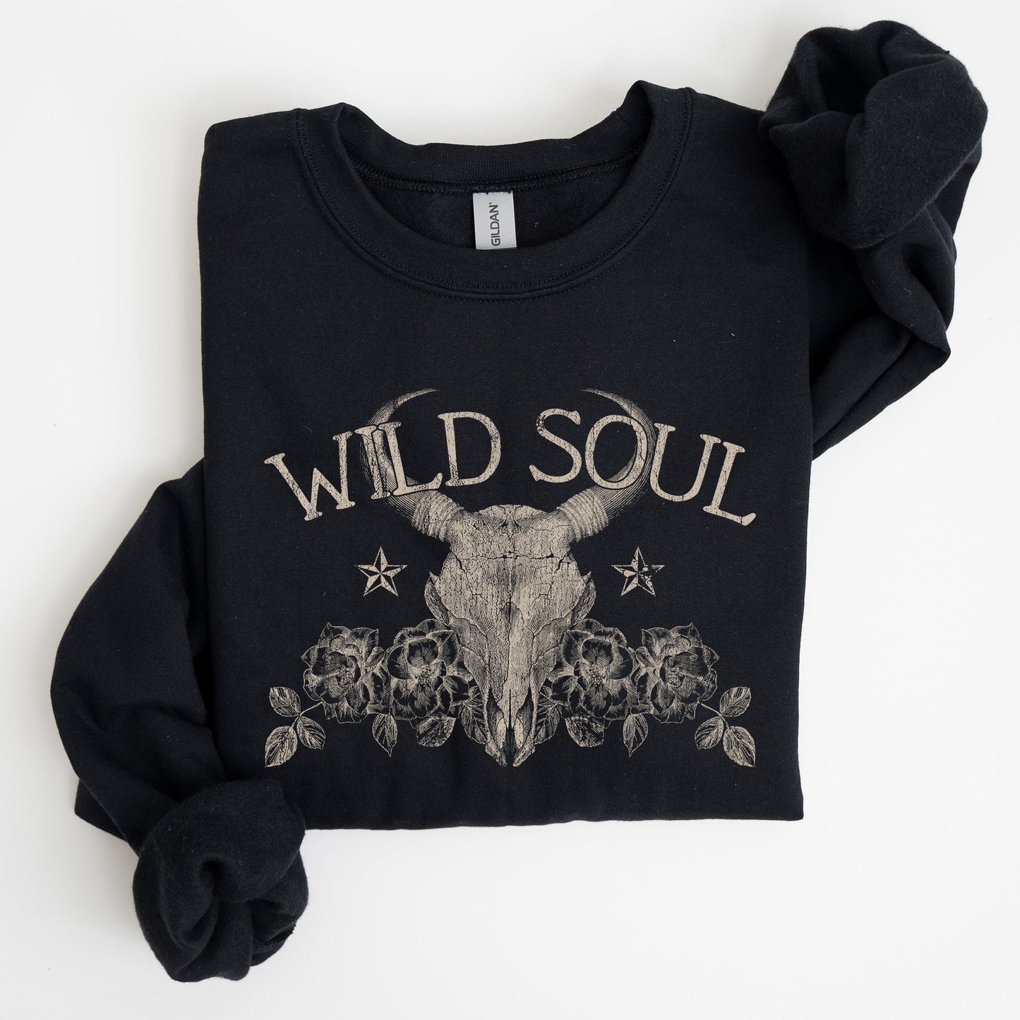 Wild Soul, Cowboy, Skull, Roses, Country, Cowgirl Sweatshirt
