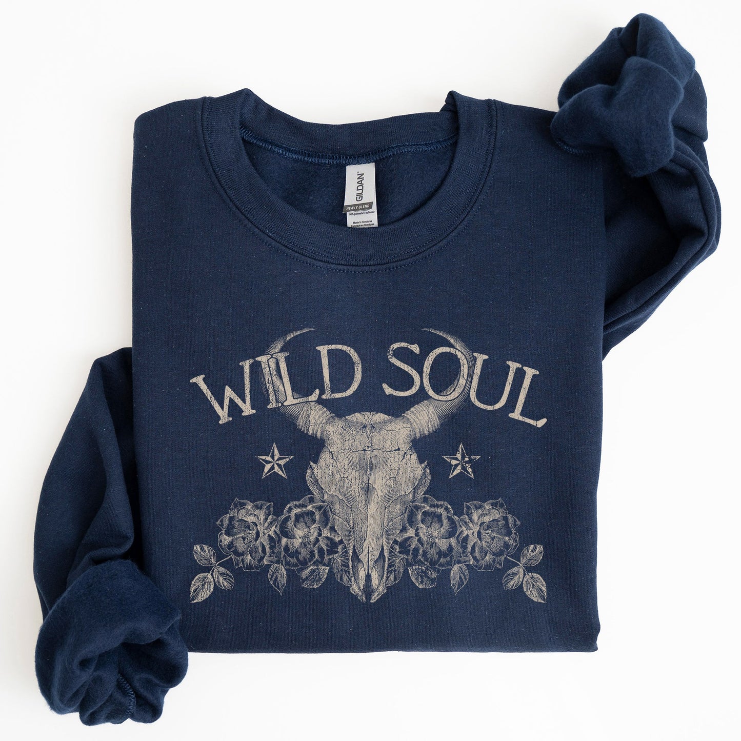 Wild Soul, Cowboy, Skull, Roses, Country, Cowgirl Sweatshirt