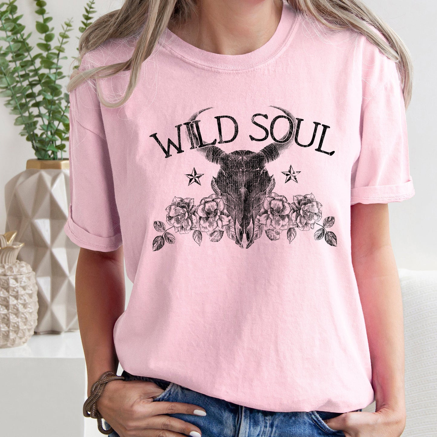 Wild Soul, Cowboy, Skull, Roses, Country, Cowgirl, Tshirt Comfort Colors T-Shirt