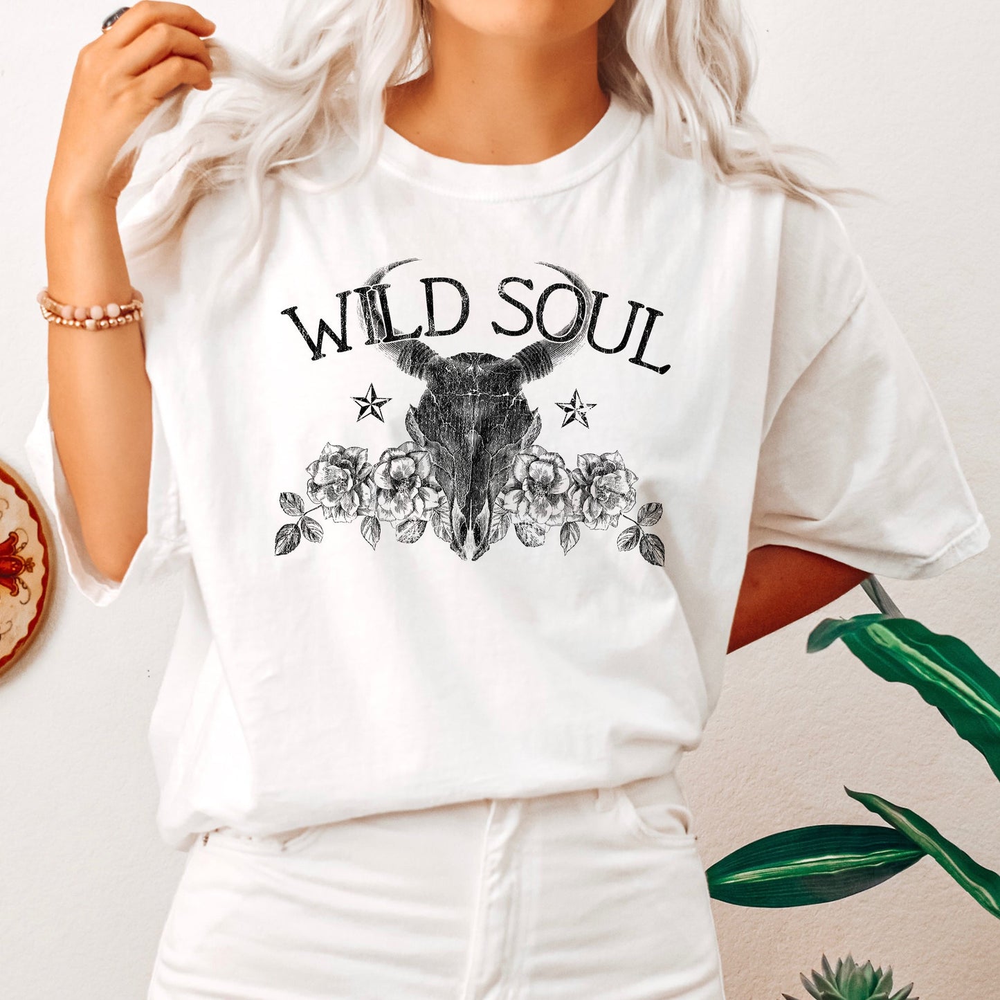 Wild Soul, Cowboy, Skull, Roses, Country, Cowgirl, Tshirt Comfort Colors T-Shirt