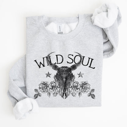 Wild Soul, Cowboy, Skull, Roses, Country, Cowgirl Sweatshirt