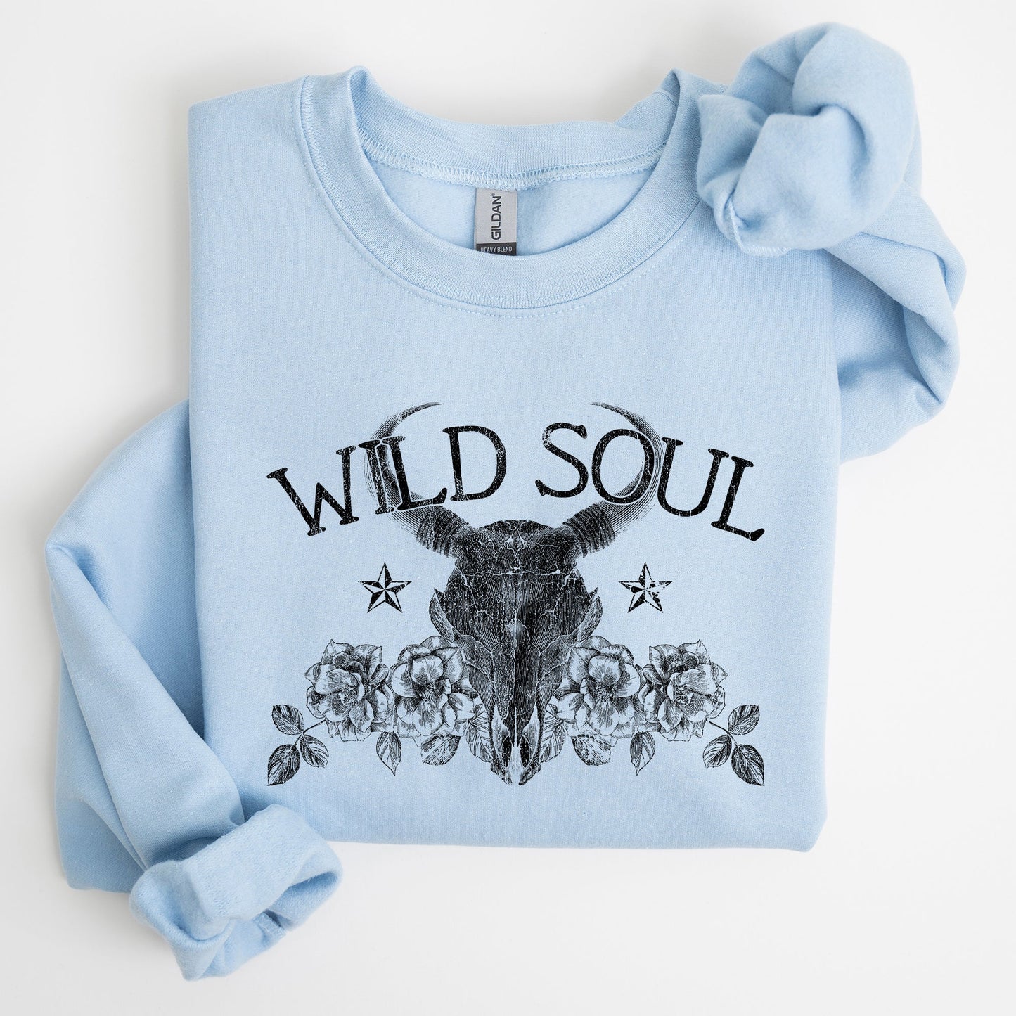 Wild Soul, Cowboy, Skull, Roses, Country, Cowgirl Sweatshirt